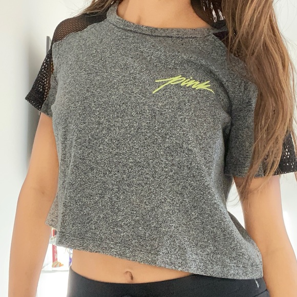 PINK Victoria's Secret Tops - Pink Victoria’s Secret Fishnet Gray Crop Top